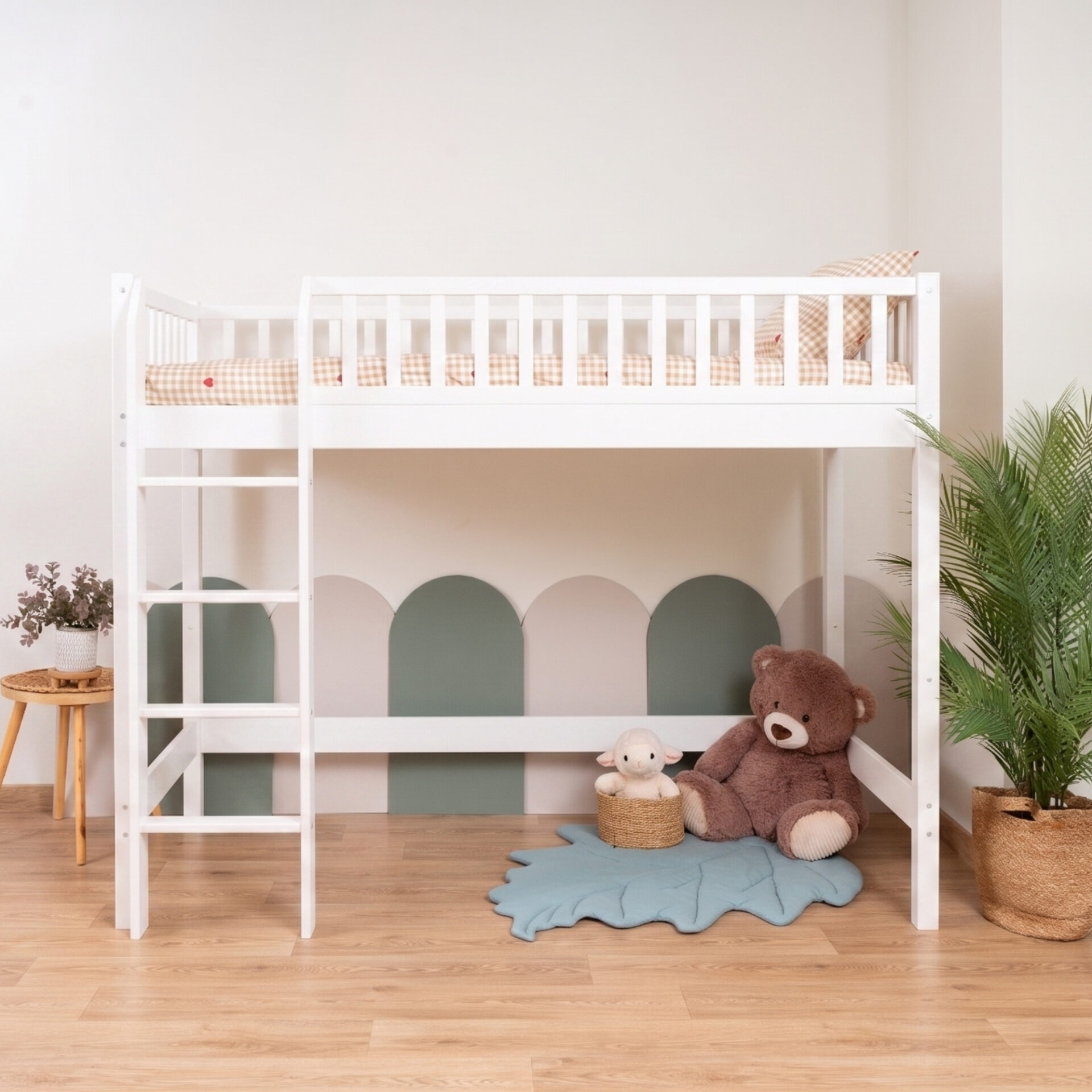 KOSMO Loft Bed – white (4) KOSMO Loft Bed in pine wood, white