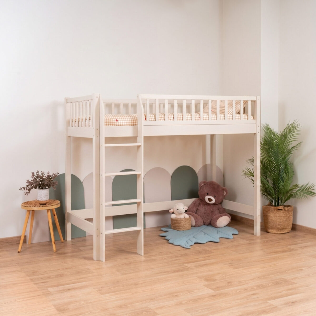 KOSMO Loft Bed – cashmere (2) KOSMO Loft Bed in pine wood, cashmere