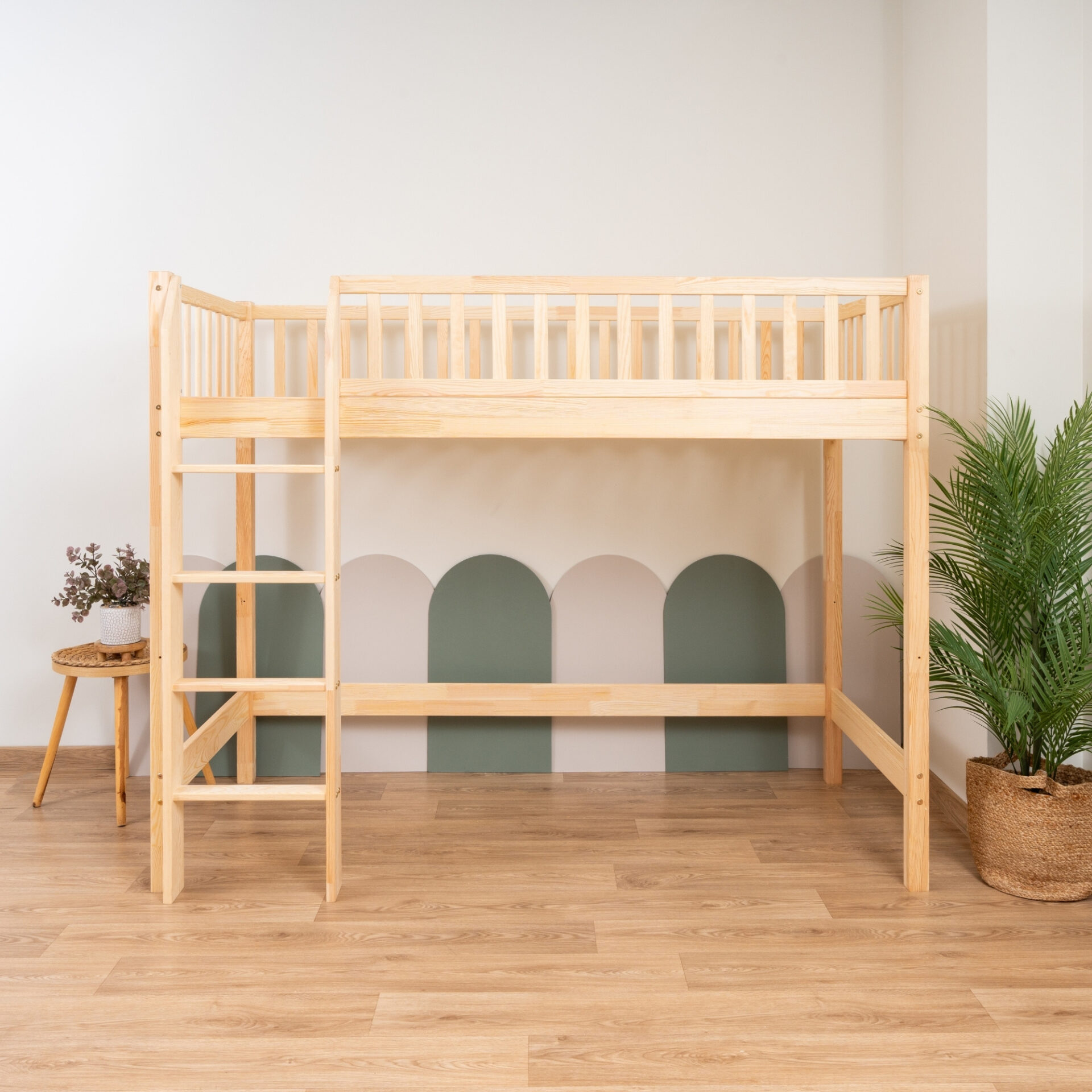 KOSMO Loft Bed – natural pine (3) KOSMO Loft Bed in pine wood, natural pine