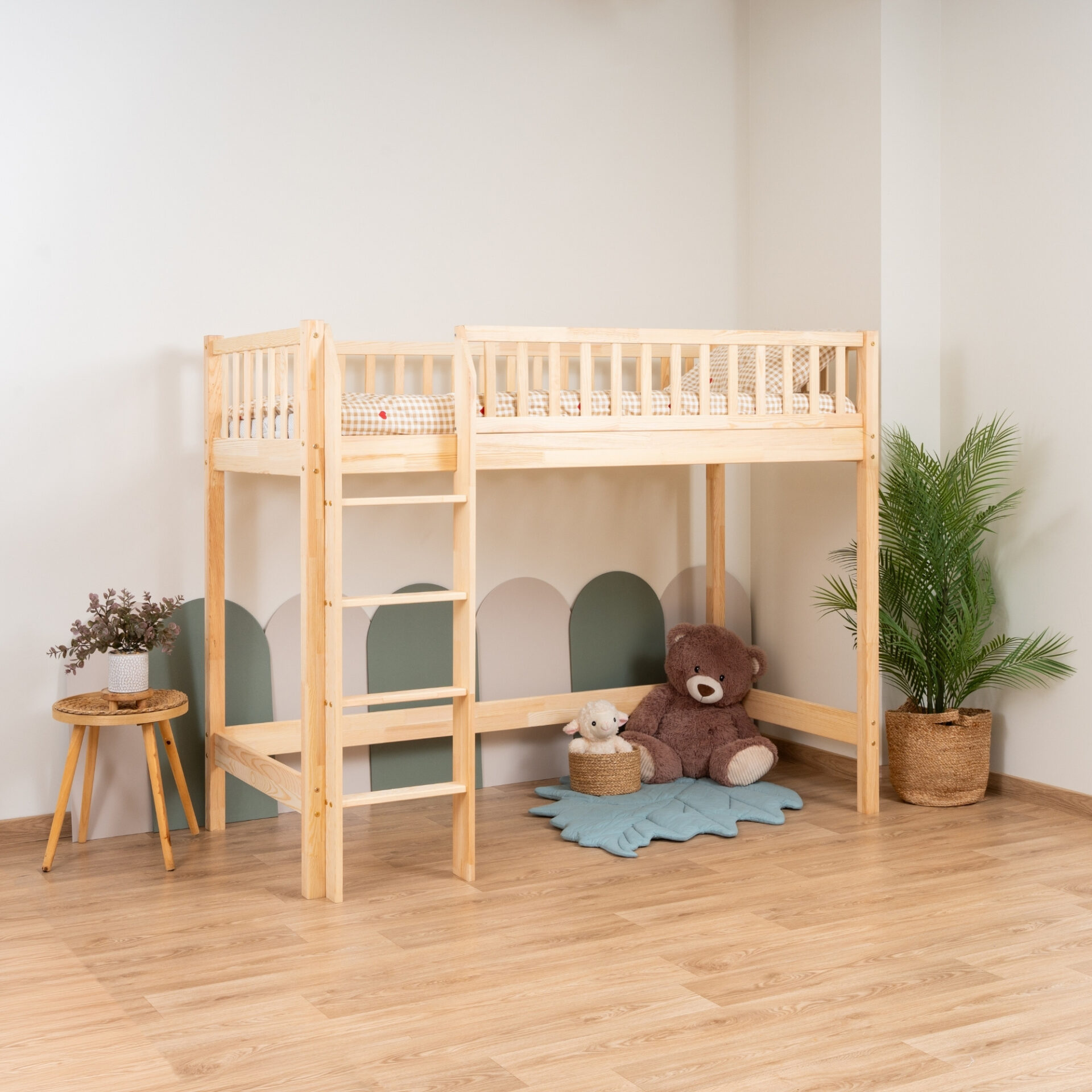 KOSMO Loft Bed – natural pine (4) KOSMO Loft Bed in pine wood, natural pine