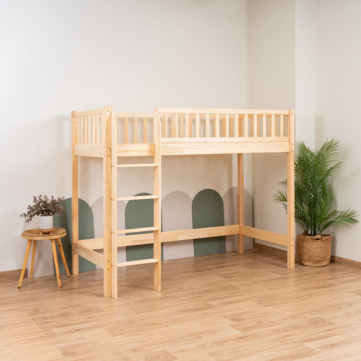 KOSMO Loft Bed – natural pine (5) KOSMO Loft Bed in pine wood, natural pine