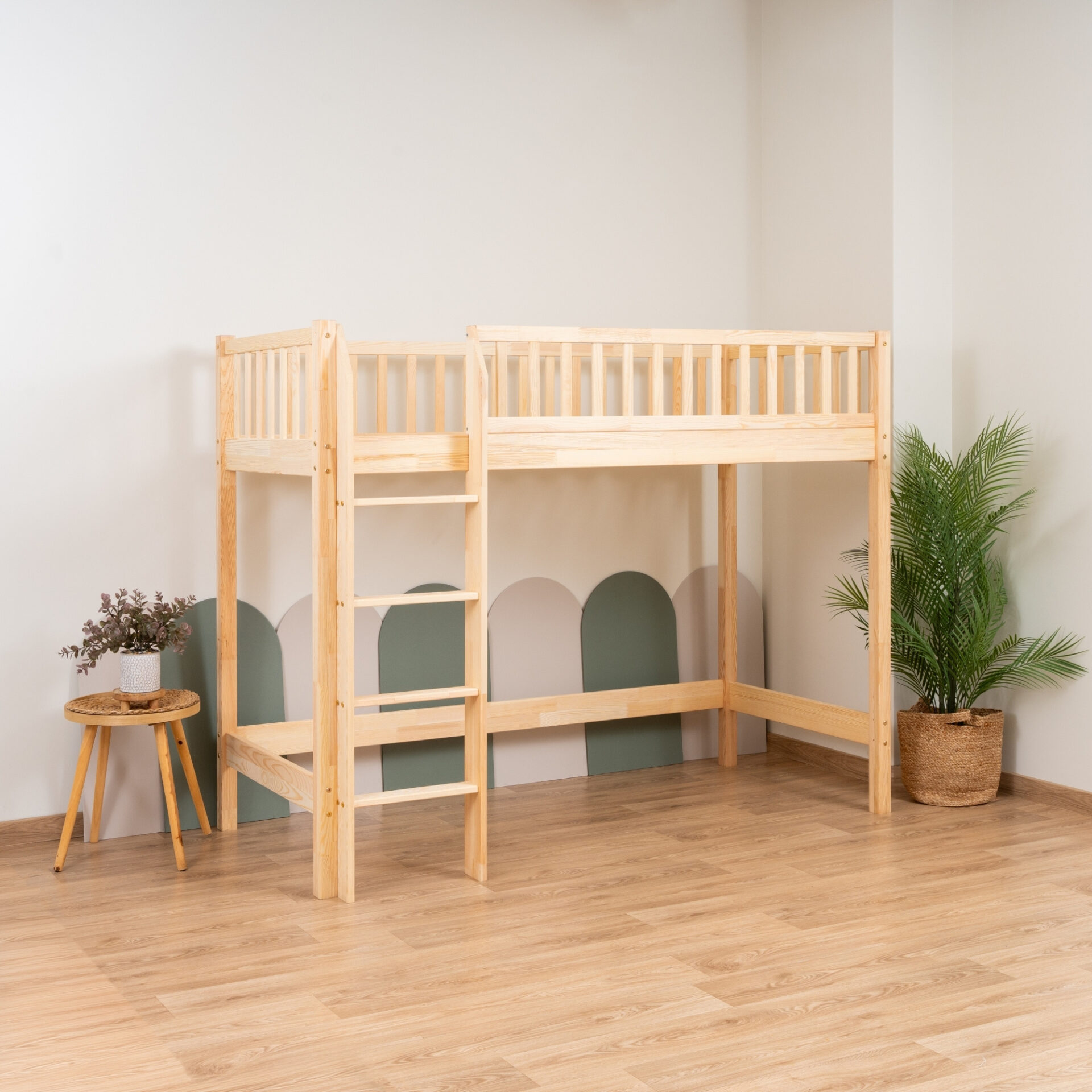 KOSMO Loft Bed – natural pine (5) KOSMO Loft Bed in pine wood, natural pine