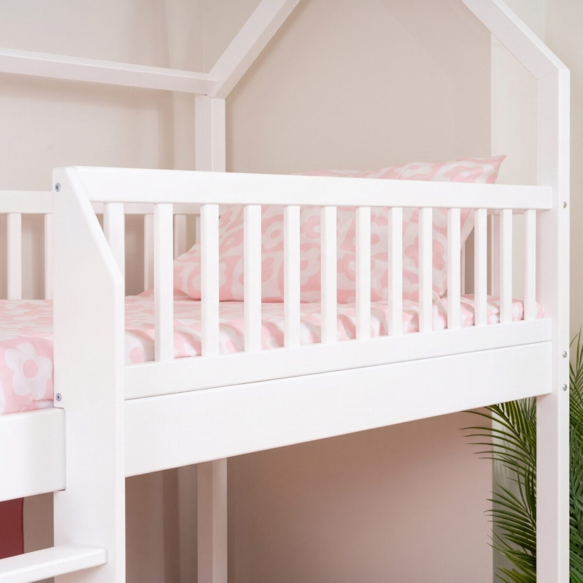 KOSMO Long Bunk Bed in pine wood, white