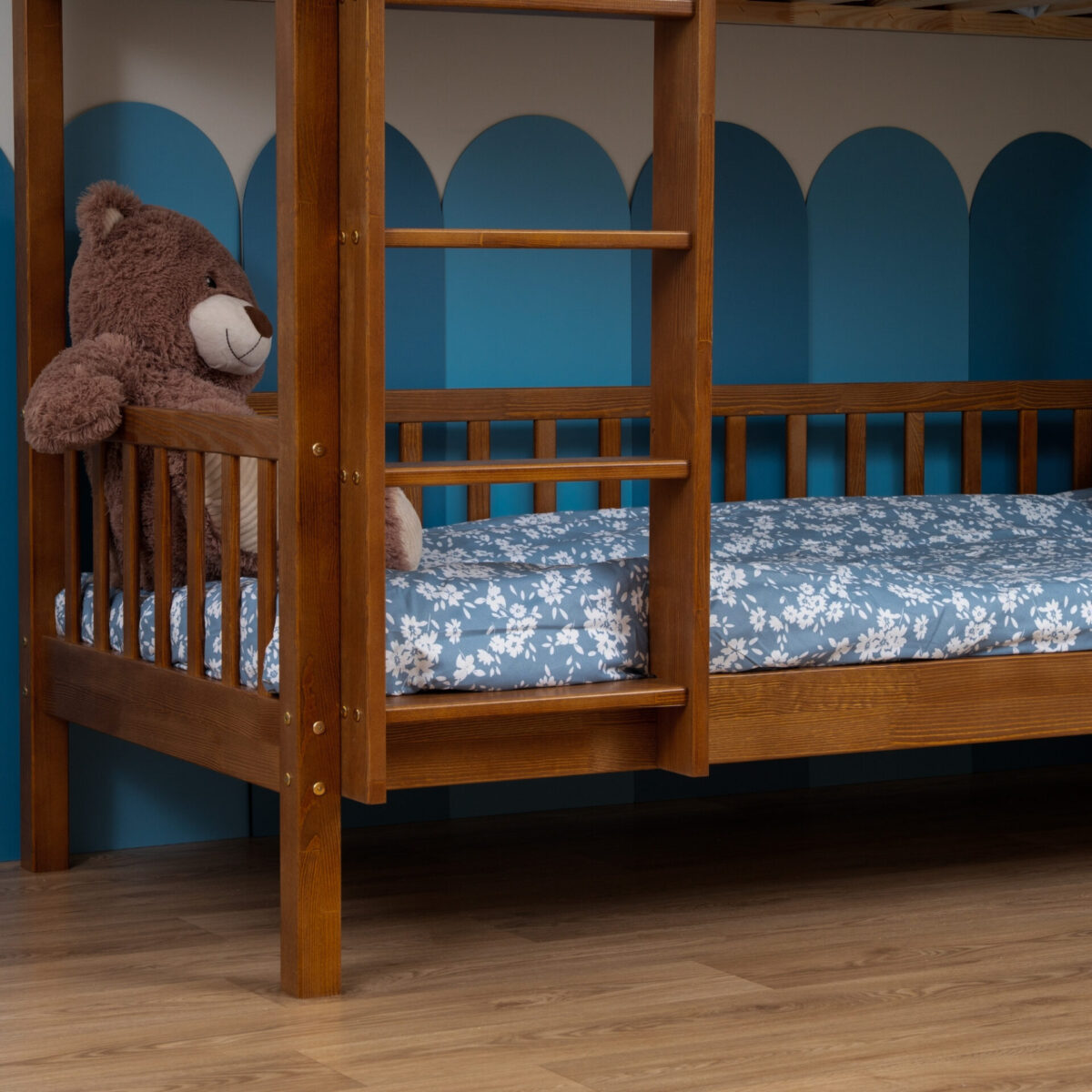 KOSMO Long Bunk Bed in pine wood, Retro