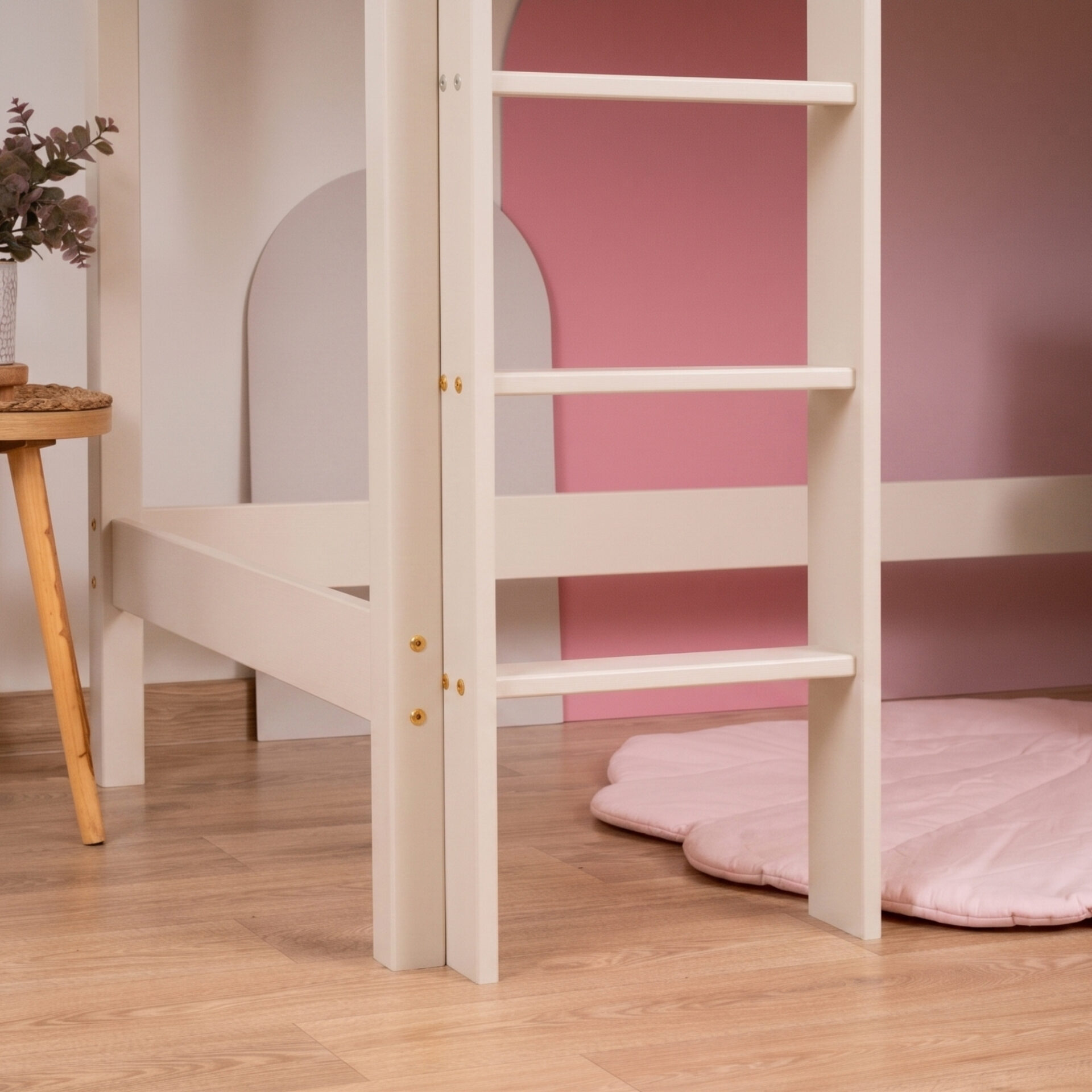 KOSMO Long Loft Bed in pine wood, cashmere