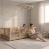 MILO Montessori Bed – story time together MILO Montessori Bed with parent and child