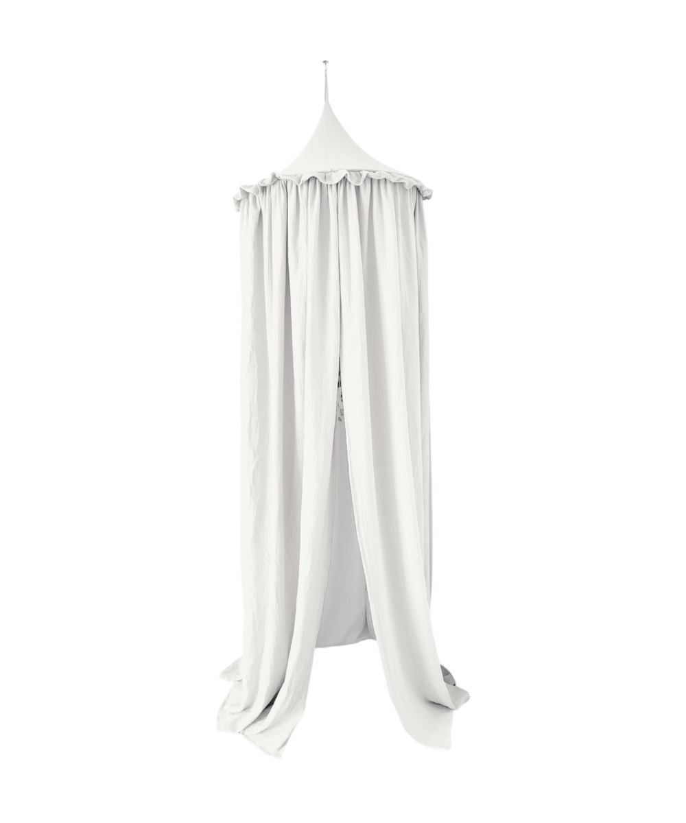 Muslin Canopy with Ruffle – Ceiling Mounted – Cream
