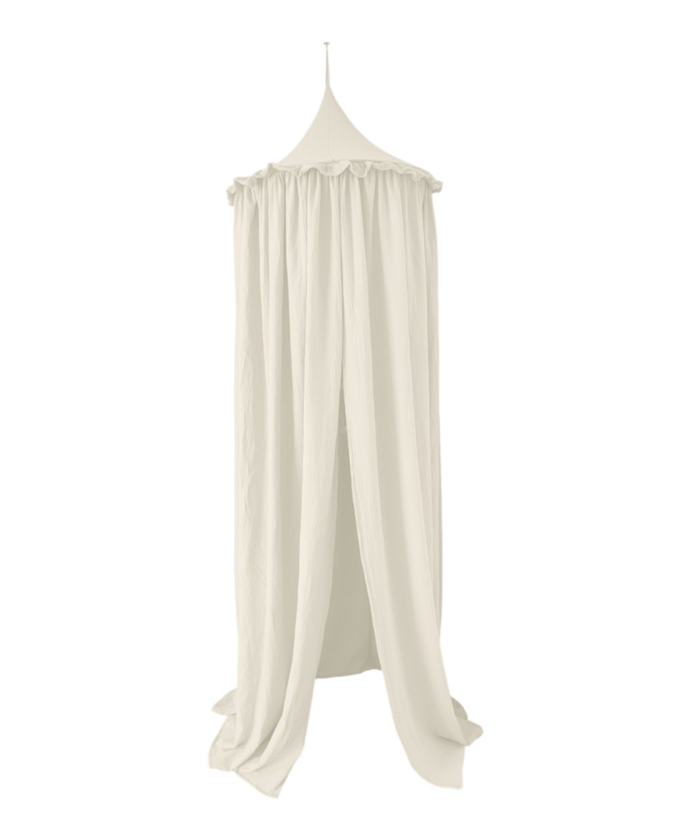 Muslin Canopy with Ruffle – Ceiling Mounted – Ecru