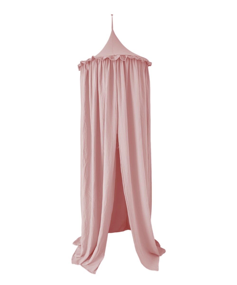 Muslin Canopy with Ruffle – Ceiling Mounted – Powder Pink