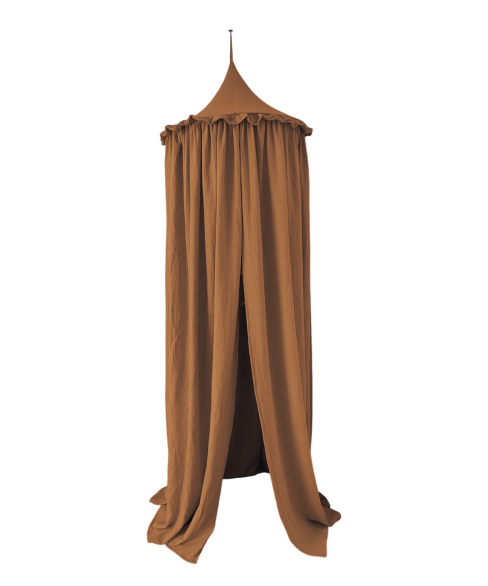 Muslin Canopy with Ruffle – Ceiling Mounted – Cinnamon