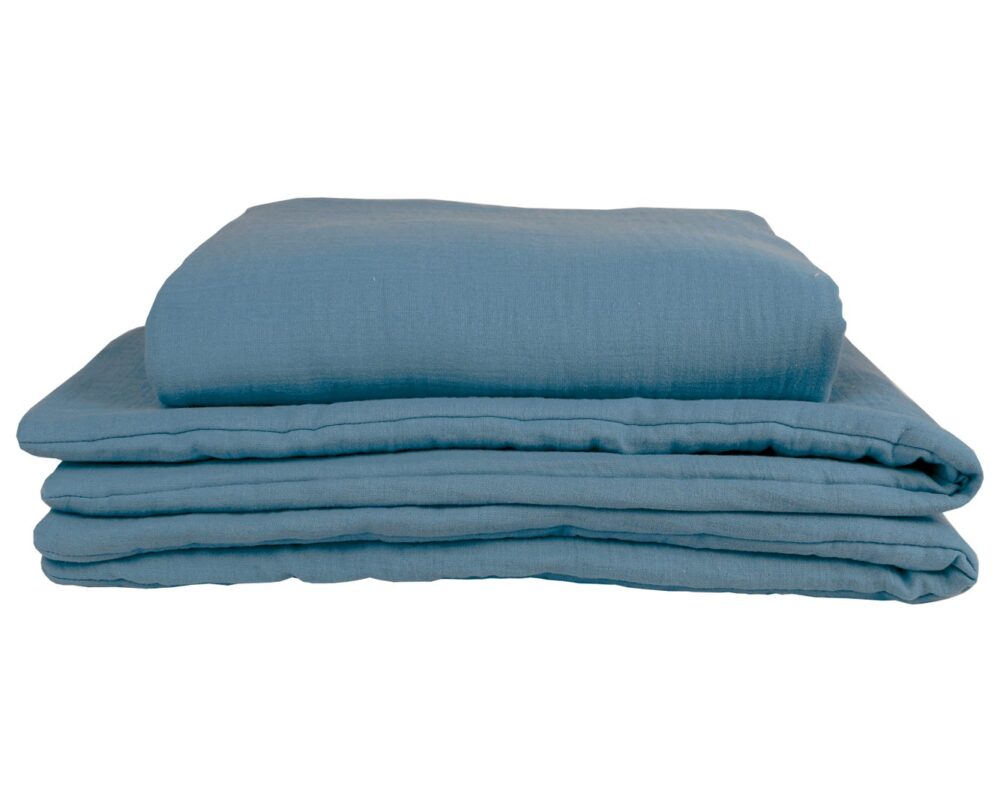 Muslin Duvet and Pillow Set – Denim Blue Muslin Duvet and Pillow Set – Denim Blue