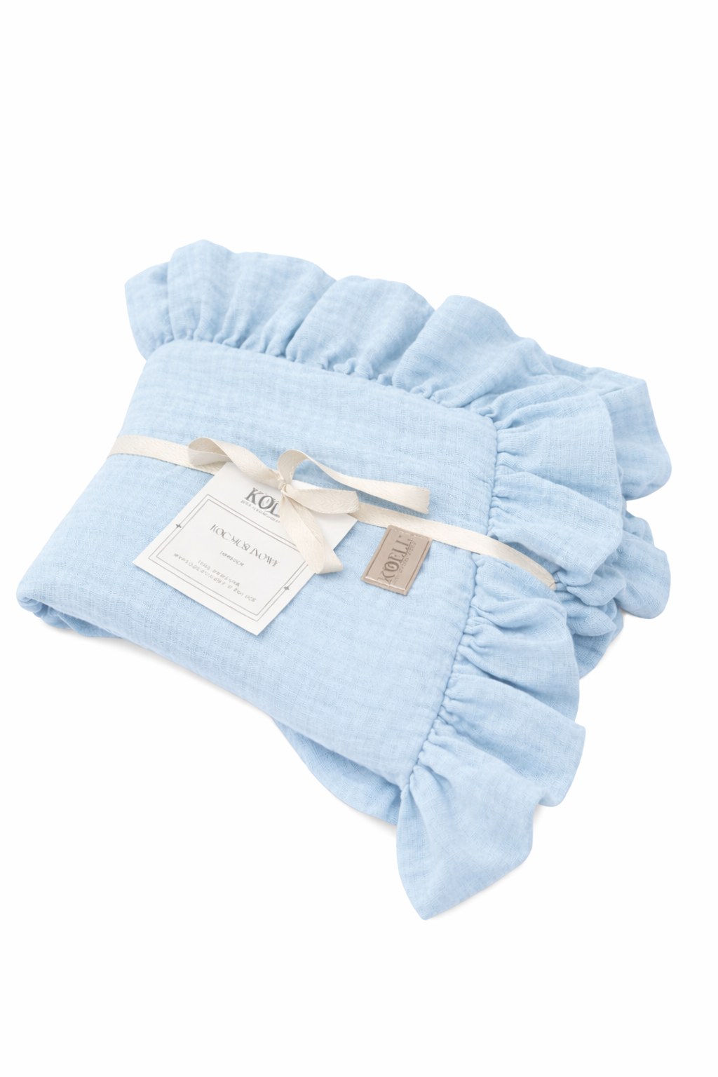 Muslin Blanket with Ruffle 110 × 85 cm – Baby Blue Muslin Blanket with Ruffle 110 × 85 cm – Baby Blue