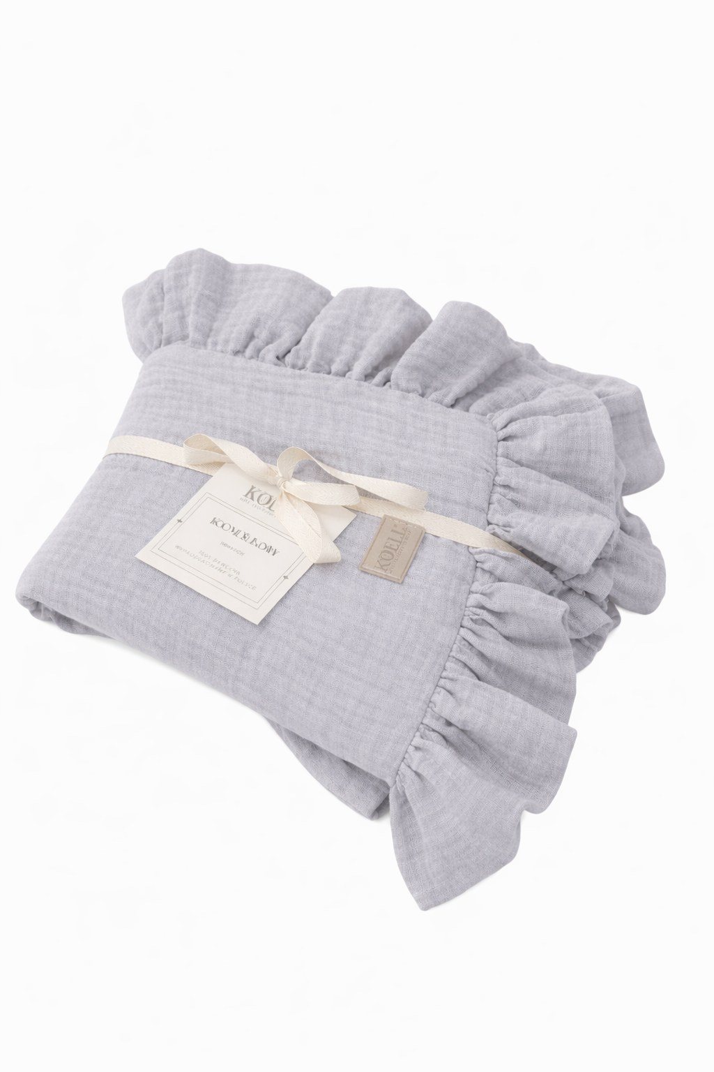 Muslin Blanket with Ruffle 110 × 85 cm – Grey Muslin Blanket with Ruffle 110 × 85 cm – Grey