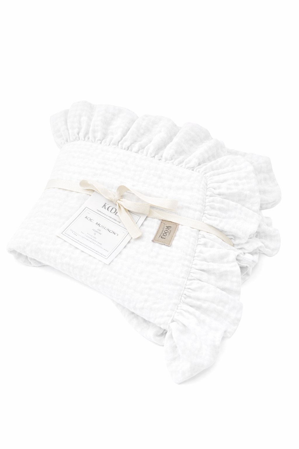 Muslin Blanket with Ruffle 110 × 85 cm – White Muslin Blanket with Ruffle 110 × 85 cm – White