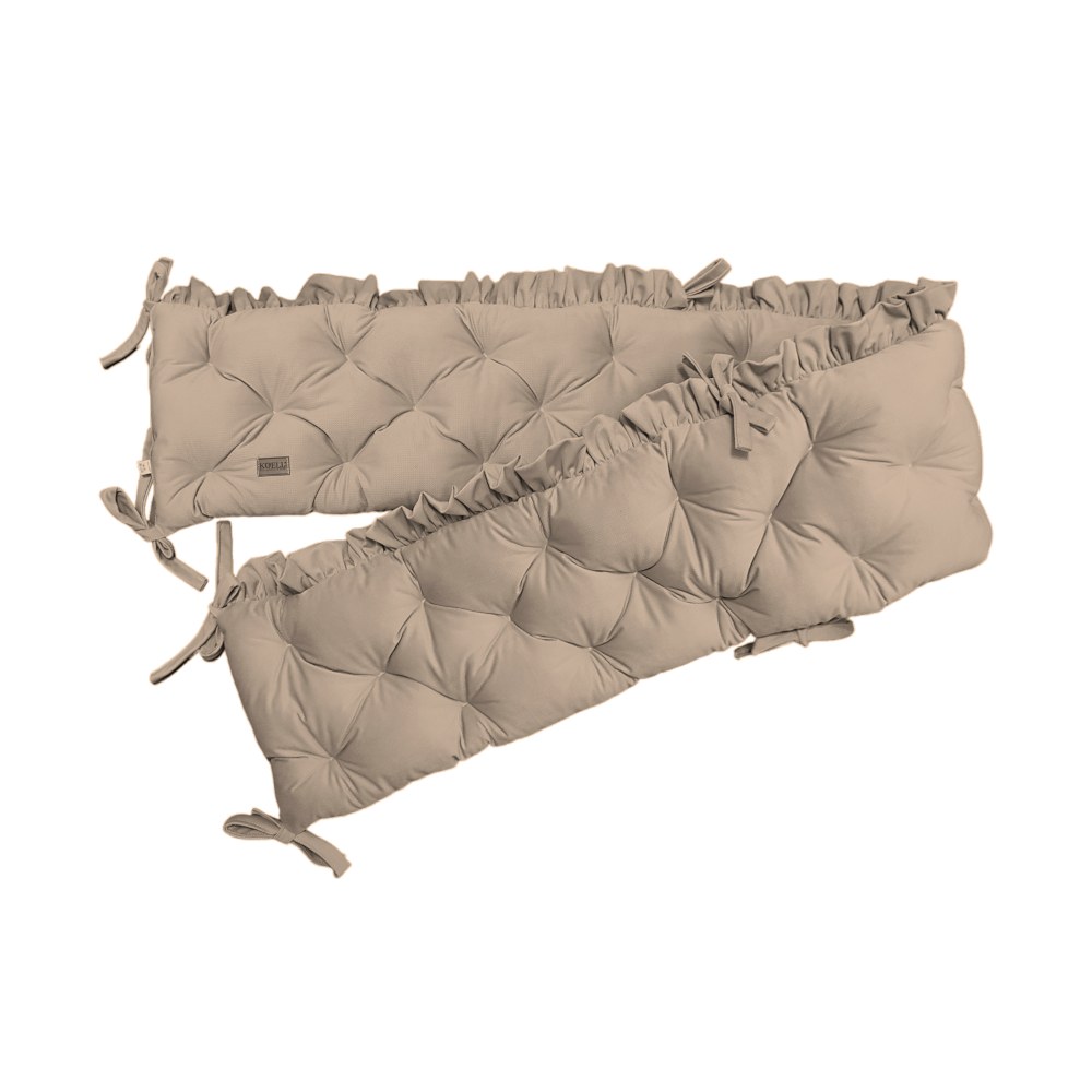 Quilted Velvet Cot Bumper with Ruffle – Cappuccino