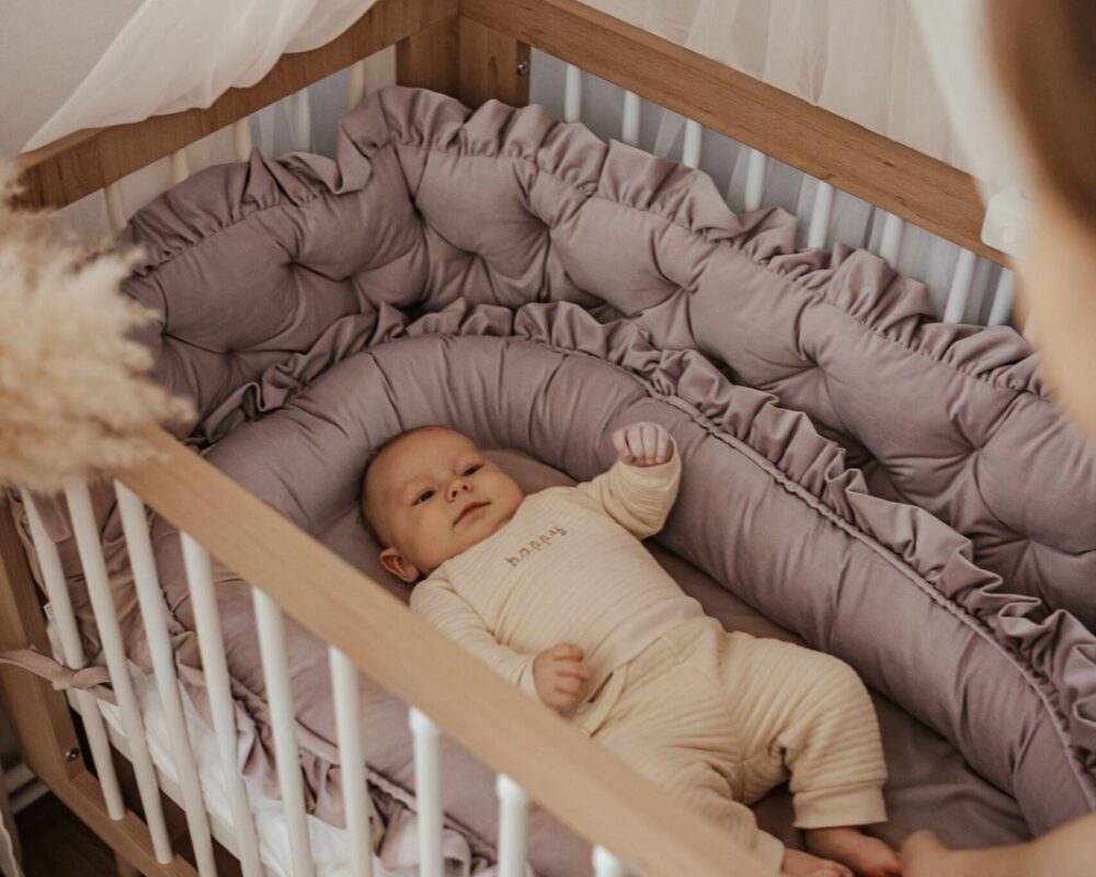Quilted Velvet Cot Bumper with Ruffle