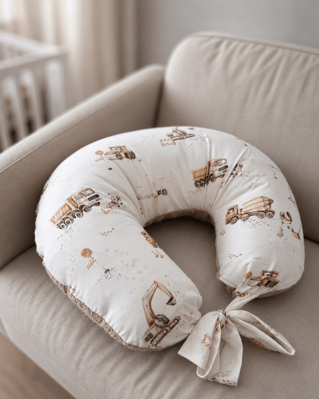 Adjustable Nursing Pillow with Waist Tie – Construction Site Adjustable Nursing Pillow with Waist Tie – Construction Site