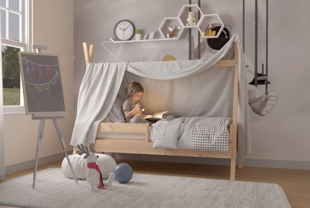 Child in the Tipi PLUS Pine Bed