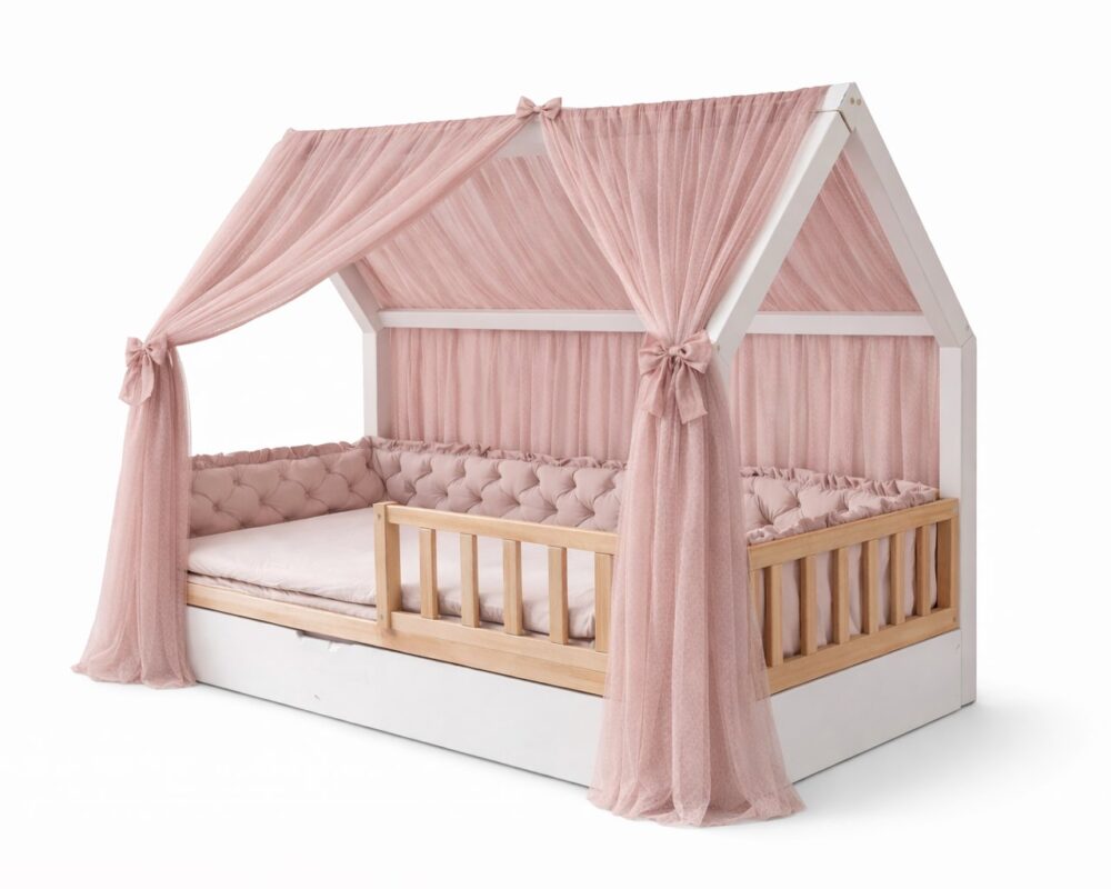 Tulle Curtain for the House Bed – Dusty Pink