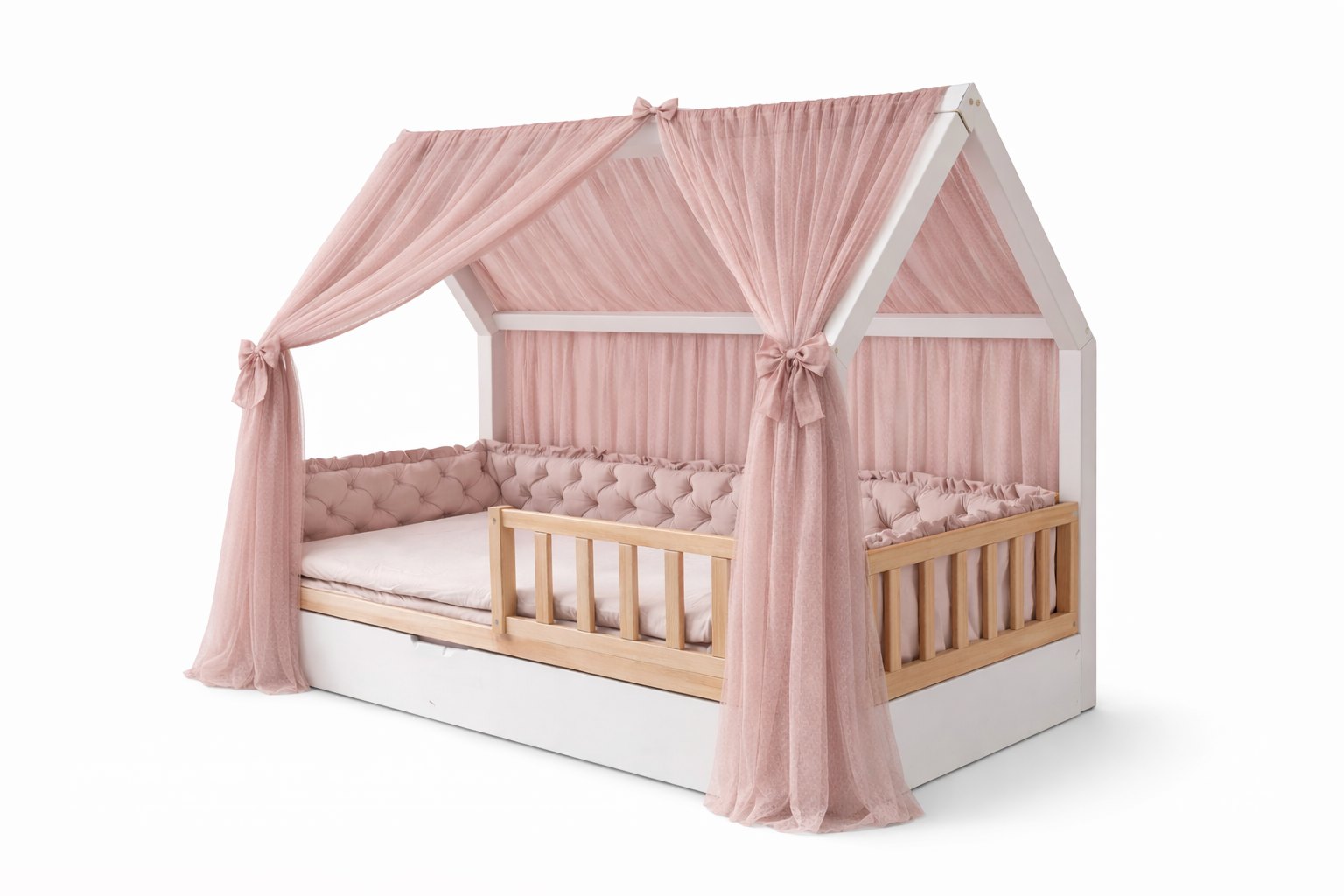 Tulle Curtain for the House Bed – Dusty Pink