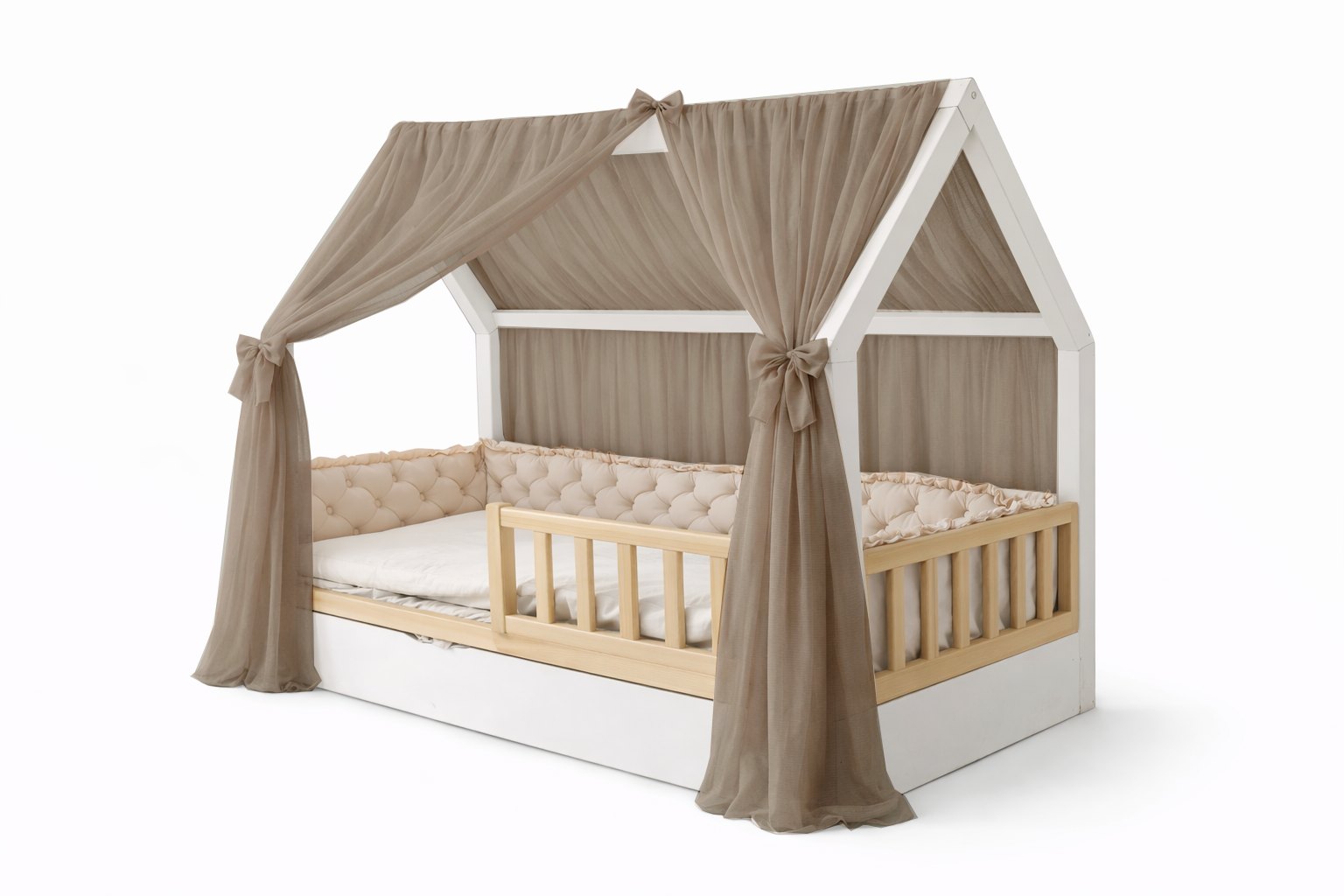 Tulle Curtain for the House Bed – Taupe