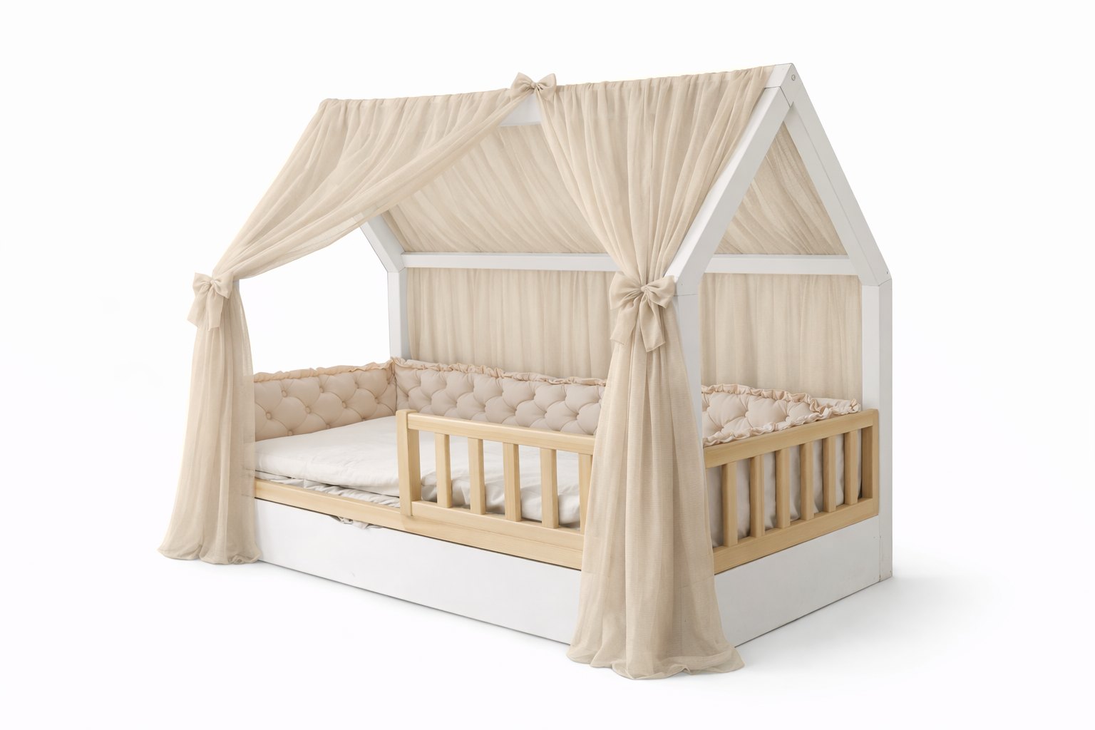 Tulle Curtain for the House Bed – Warm Beige